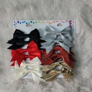 ❤️🖤Claire's Kids Hair Bow Set - Black, Red, Silver, Gold, Cream 12 pk